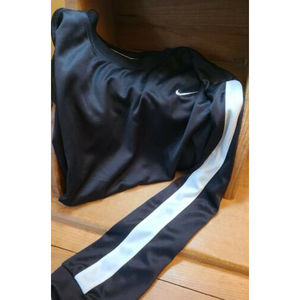 Nike Dri-Fit Kids Long Sleeve Shirt Black White L 14-16